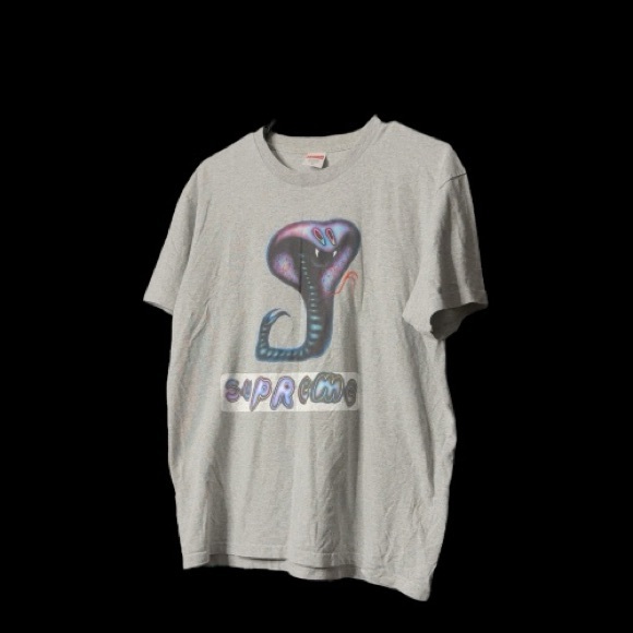 Supreme Light Gray Tee with Vibrant Snake Graphic Size M - Picture 1 of 3